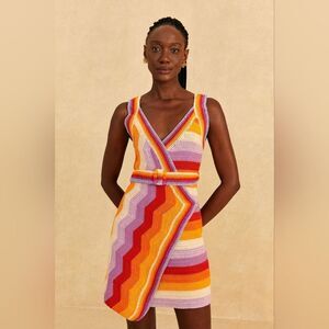NWT FARM Rio Multicolor Striped Mini Dress